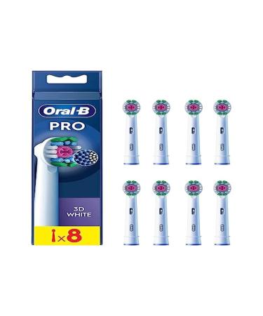 Oral-B Pro 3D White Electric Toothbrush Head X-Shaped Bristles and Unique Polishing Cup for Teeth Whitening and to Remove Surface Stains Pack of 8 Toothbrush Heads White White 8 Count (Pack of 1)