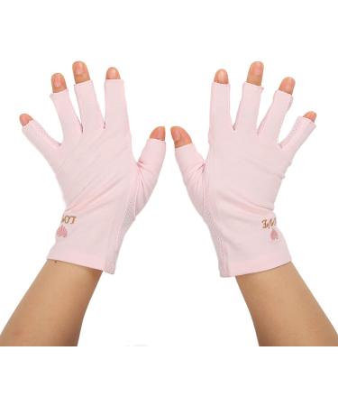Professional Manicure Gloves Non Slip UV Protection Driving Gloves Stretchy Breathable Fingerless Fiber Cotton Nail Lamp Gloves for Home Salon Summer Outdoor Gloves for Women and Girls(Pink) - Buy Online on GoSupps.com