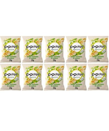 10 x 23g Popped Potato Snack Sour Cream & Onion Flavour Not Fried Vegetarian