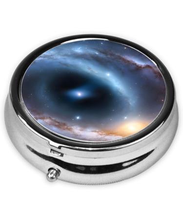 Galaxy Round Pill Box - 3 Compartment Mini Travel Medicine Organizer | Portable Decorative Vitamin Holder - Buy Online on GoSupps.com