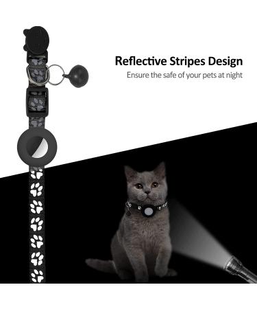Airtag Cat Collar with Safety Buckle and Bell - Reflective 3/8 Width for Small Pets - Black - Buy Online on GoSupps.com