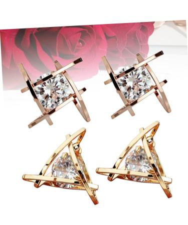 VALICLUD 2 Pairs Golden Color Stud Earring Earrings Copper Earring Creative Earring Birthstone Stud Silver Color Stud Earring Women Earring Silver Ear Cuff Zircon Medium Golden - Buy Online on GoSupps.com