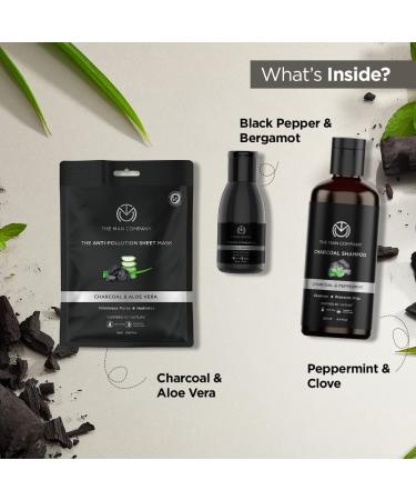 Buy The Man Company Ultimate Charcoal Detan Kit | 8-Piece Grooming Set in Elegant Gift Box - Body Wash Shampoo Face Scrub & More | International Shipping Available - Buy Online on GoSupps.com
