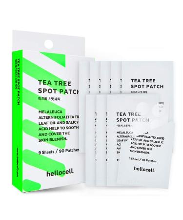hellocell Tea Tree Spot Patch 90 dots - small  invisible  bandaids  Salicylic Acid  Acne  blemishes  Spot  Cover  Acne  Pimple  Blemish  Face  Stickers  0.55 Inch  Patches