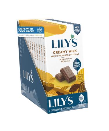 LILY'S Milk Chocolate Style No Sugar Added, Sweets Bars, 3 oz (12 Count) - Buy Online on GoSupps.com