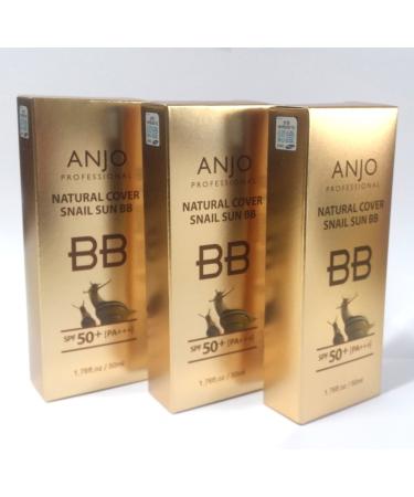 ANJO Natural Cover Snail Sun BB Cream SPF 50+PA+++ 50ml X 3EA - Korean Cosmetics - Buy Online on GoSupps.com