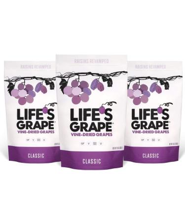 Life's Grape Vine Dried Grapes - Classic | Raisins Revamped | All Natural Fruit Snacks for Kids and Adults | Seedless Grapes No Sugar Added | Kosher, Vegan, Soy & Gluten Free | 3 13oz Bags