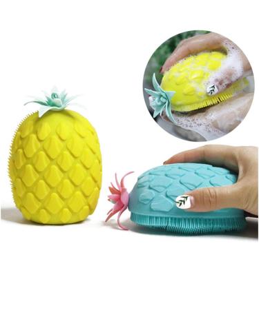 Lurrose Silicone Pineapple Body Scrubber - Yellow | Shower & Massage Brush for Dead Skin Removal | Loofah Dish Sponge - Buy Online on GoSupps.com