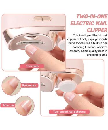 IXYHKB Electric Nail Clipper 2 in 1 Electric Nail Trimmer Nail Polisher with Nail Scraps Storage 2 Speed Automatic Nail Clipper USB Rechargeable Safety with Light for Baby Kids Seniors Weak Hands - Buy Online on GoSupps.com