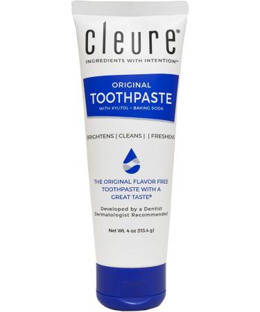 Cleure Toothpaste Flavor Free with A Great Taste, Fluoride, Gluten, SLS Free, 4 Oz