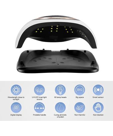 GOYAESQUE 180W UV LED Nail Lamp for Fast Drying Gel Polish - Professional Curing Lamp with 4 Timer Smart Sensor and LCD Display - Buy Online on GoSupps.com