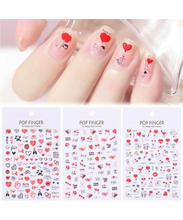 Cute Heart-shaped Letters Self-Adhesive Romantic Nail Stickers Nail Art Decorations Valentine's Day Decals Manicure Accessories(5) Style05 - Buy Online on GoSupps.com