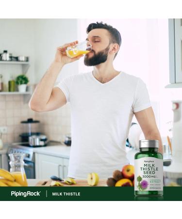 Piping Rock Milk Thistle Extract 3000mg 200 Capsules | Herbal Non-GMO Gluten-Free Supplement - Buy Online on GoSupps.com