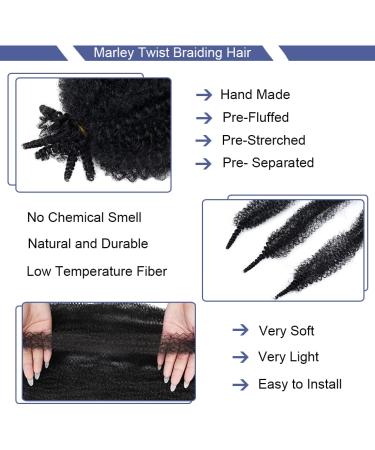 16 Inch Marley Hair 6 Packs - Cuban Twist Pre Fluffed Springy Afro Kinky Twist for Faux Locs - Pack of 6 in 1B - Buy Online on GoSupps.com