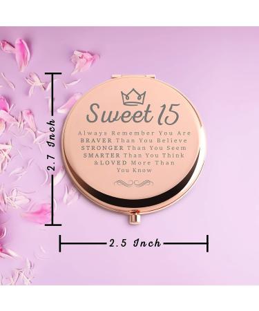 Gifts for 15 Year Old Girls 15th Birthday Gifts for Teen Girls Rose Gold Compact Cute for Purse Travel Folding Hand Mirror for Sister Daughter Niece Teen Girls Granddaughter - Buy Online on GoSupps.com
