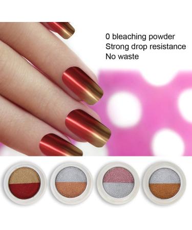4 Jars Nail Art Glitter Mirror Powder Pigment Powder with Nail Sponge Brushes Double Color Chrome Manicure Powder for Nail Art Decoration - Buy Online on GoSupps.com