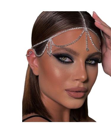 STONEFANS Bridal Layered Rhinestone Head Chain Headpiece Boho Tassel Forehead Hair Chain Accessories for Women Wedding - Buy Online on GoSupps.com