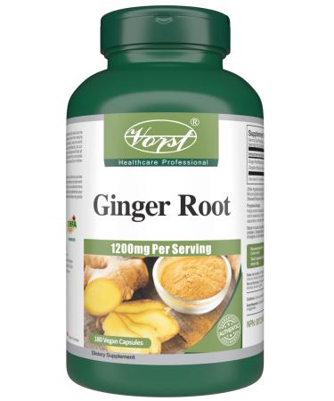VORST Ginger Root 1200mg Per Serving 180 Vegan Capsules | Helps Support Digestion | Migraines Nausea & Inflammation Supplement | For Men & Women | Powder Pills | 1 Bottle 180 count (Pack of 1)