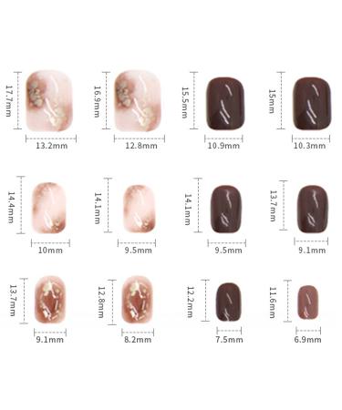 Gold & Brown Short Press On Nails - 24PCS Reusable Artificial Acrylic False Nails for Women - Buy Online on GoSupps.com