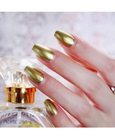 Metal Nail Polish 18ml Mirror Effect Gel Nail Polish Gold Nail Varnish Chrome Nail Art Polish Quick Dry Long-Lasting Non-Peelable No UV (Gold 01) - Buy Online on GoSupps.com