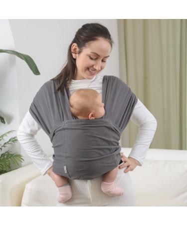 Baby Wrap Carrier for Girl and Boy Easy to Wear Infant Carrier Perfect for Newborn Babies and Children up to 35 lbs (Dark Gray)