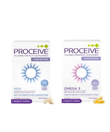 Proceive Tailored Fertility Supplements for Men Bundle Men s Pre-Conception Vitamins & Minerals for Pre Pregnancy Support and Omega 3 Fish Oil Supplement