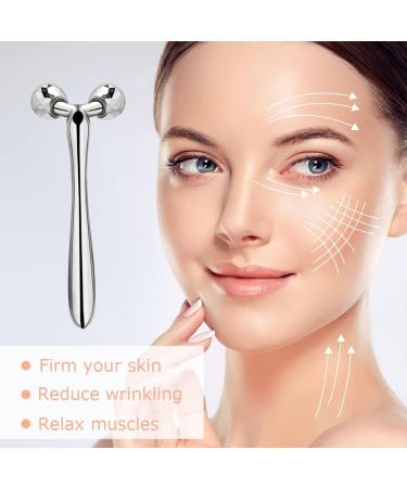 Face Eye Roller Massager - Facial & Body Beauty Roller for Skin Care Wrinkle Reduction & Tightening (Silver Set) - International Shipping Available - Buy Online on GoSupps.com