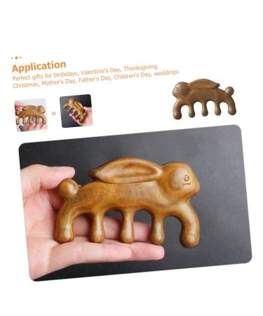 Frcolor Green Sandalwood Massage Comb - 5-Sty Wooden Scalp Massager for Women | Portable Meridian Cams - Buy Online on GoSupps.com