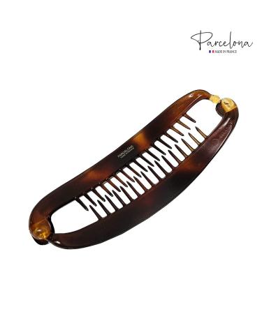 Parcelona French Curved Tortoise Shell Celluloid Ponytail Holder Banana Hair Clip Medium Size - No Slip Grip | Made in France - Buy Online on GoSupps.com