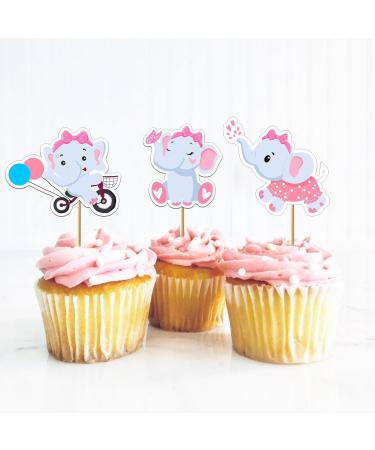 36Pcs Pink Elephant Cupcake Toppers Pink Elephant Baby Shower Decorations for Girl Pink Elephant Cake Decorations Birthday Party Supplies - Buy Online on GoSupps.com