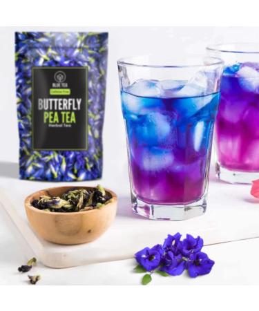 Blue Tea - Butterfly Pea Flower Tea 2.11 Oz (200 Cups) | Farm Packed for Freshness | Natural Food Coloring for Iced Tea, Cocktails, Mocktails | Clitoria Ternatea - Caffeine-Free, Vegan, Non-Toxic | Premium Zipper | Great Gift Option - Buy Online on GoSupps.com
