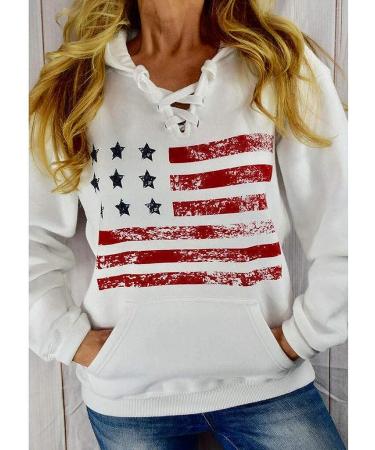 Women's White Hoodie Sweatshirt - Long Sleeve Drawstring Pullover Top - Buy Online on GoSupps.com