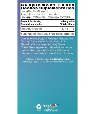 Bio Nutrition Melatonin 10 Mg Tablets 60 Count - Buy Online on GoSupps.com