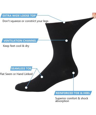 Forcool Non-Binding Cushion Crew Cotton Diabetic Socks for Men and Women - 3/6 Pairs, Black, X-Large - Buy Online on GoSupps.com