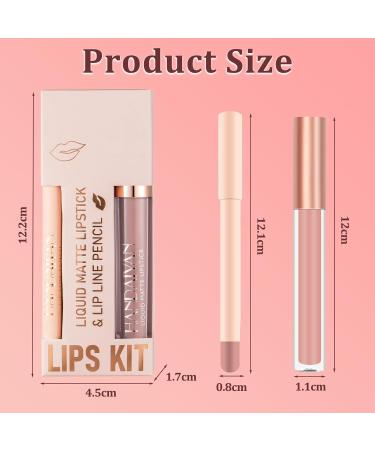 INBOLM Lip Liner and Lipstick Set Nude Lip Liners with Nude Lipstick for Women Nude Lipstick Non-Stick Cup Matte Waterproof Nude Lipstick Makeup Kits Make Up Gift Set for Lady 01# - Buy Online on GoSupps.com