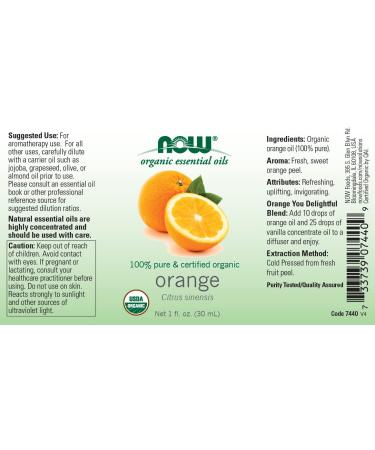 Buy Now Foods Organic Orange Essential Oil 1 fl oz - Pure & Natural - International Shipping Available - Buy Online on GoSupps.com