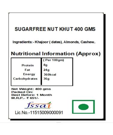 Ghasitaram Gifts Indian Sweets - SUGARFREE NUT KHUT 400 Gms (400gms) - Buy Online on GoSupps.com