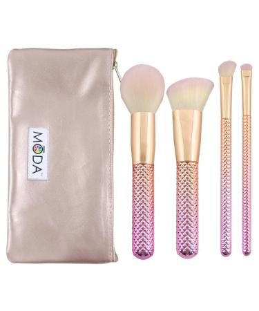 Moda Royal & Langnickel MSET-RCK4 Make-up brush set in full metallic rose complete face 5-part including a round powder angled Kabuki angle shader and smudger brush rose - Buy Online on GoSupps.com