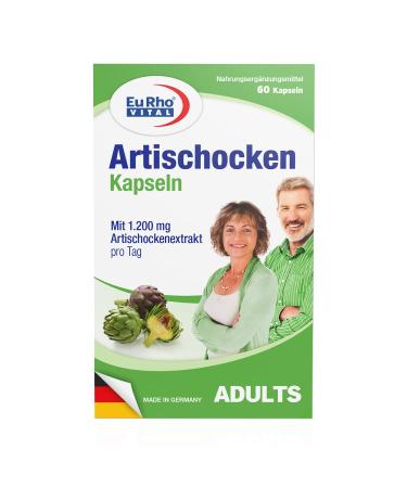 Artichokes capsules |High -dose nutritional supplement with 1200 mg natural 12: 1 artichoke extract per daily dose |60 capsules |Eurho Vital - Made in Germany