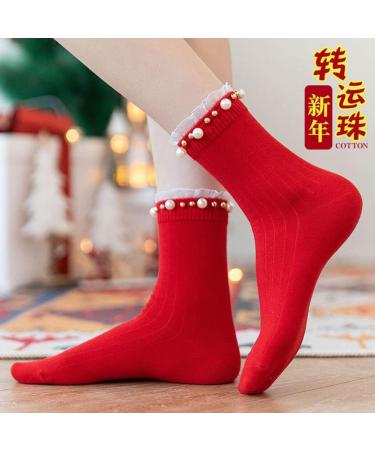 Chinese New Year Red Lace Short Socks 2 Pairs 36-40 Women's Natal Socks - Style 1 - Buy Online on GoSupps.com