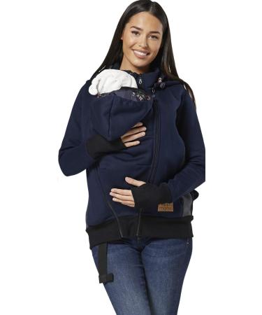 HAPPY MAMA Women's Maternity 3 in 1 Hoodie Carrier Baby Holder Pullover 1062 14-16 Navy