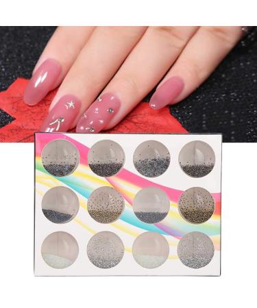 Shop 12 Grids 3D Steel Ball Nail Art Kit - Mini Metal Balls & DIY Manicure Tools for Fashionable Designs - Buy Online on GoSupps.com