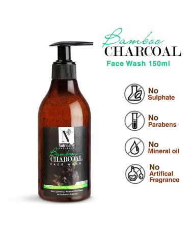 NUTRIGLOW Bamboo Charcoal Face Wash - Deep Exfoliation Blackheads Removal Acne Treatment for Oily Skin 5.07 Fl Oz - Buy Online on GoSupps.com
