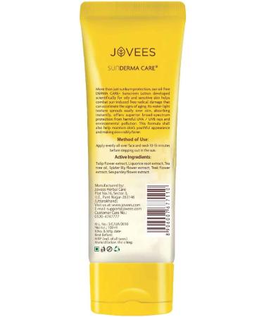 Jovees SUNDERMA CARE OIL FREE LOTION SPF 50 PA+++ PARABEN FREE FOR Oily & Sensitive Screen - Buy Online on GoSupps.com