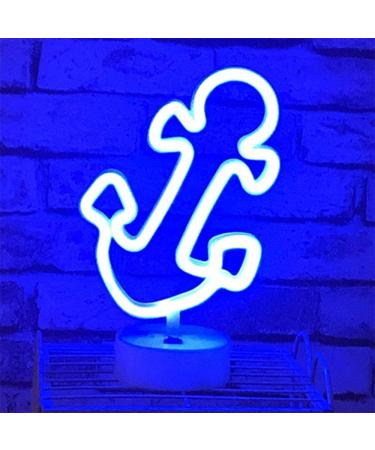LED Anchor Neon Signs Neon Night Light with Holder Base for Party Supplies Girls Room Decoration Accessory for Luau Summer Party Children Kids Gifts Bar Wedding Party (Anchor with Holder base) Blue-anchor