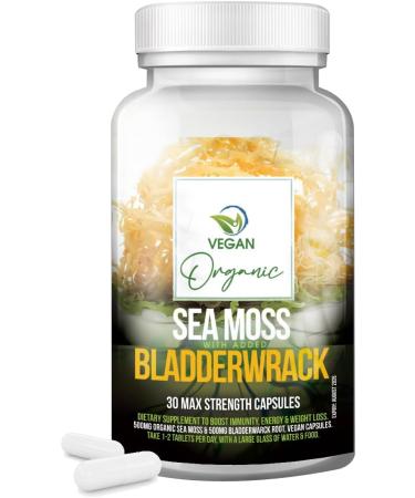 Organic Sea Moss & Bladderwrack Capsules - 30 Vegan Capsules | Immunity Booster | Gluten-Free - Buy Online on GoSupps.com