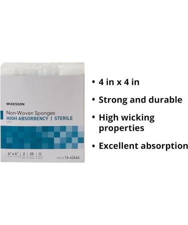McKesson Sterile Non-Woven Sponges 4-Ply High Absorbency 4x4 Inch - 50 Count - Buy Online on GoSupps.com