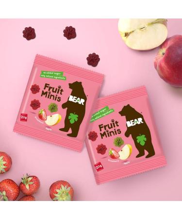 BEAR Fruit Minis DUO 18 Packs per Box- Healthy Fruit Snacks Apple & Strawberry Flavour 100 Grams - Buy Online on GoSupps.com
