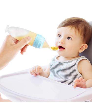 Termichy Baby Spoon Fruit Sucker Bottle Squeeze Feeder | Silicone Baby Food Feeder Cutlery Set - 2 Pieces (30ml & 90ml) in Blue & Green - International Shipping Available - Buy Online on GoSupps.com