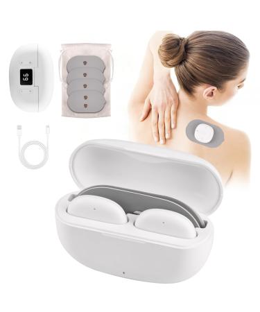TENS Machine for Pain Relief Wireless puersit EMS Muscle Stimulator with 6 Modes Targeted Pain Relief Rechargeable Mini Massager Unit for Back Shoulder Knee Sciatica Pain(with Charging Case) White-tens